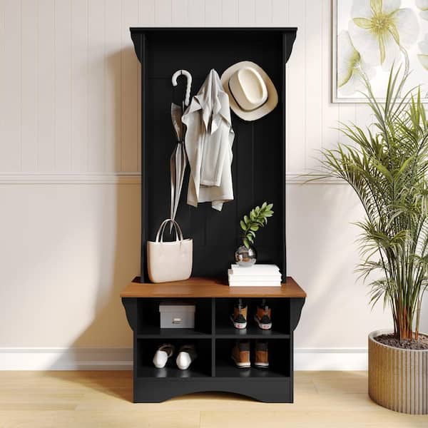 Carnegy Avenue Walnut Seat/Black Frame Hall Tree