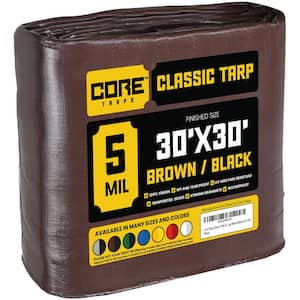 30 ft. x 30 ft. Brown/Black 5 Mil Heavy Duty Polyethylene Tarp, Waterproof, UV Resistant, Rip and Tear Proof