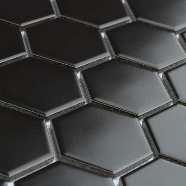 Black Matte 2 in. Hexagon Porcelain Mosaic Black Matte 2 in. Hexagon Porcelain Mosaic