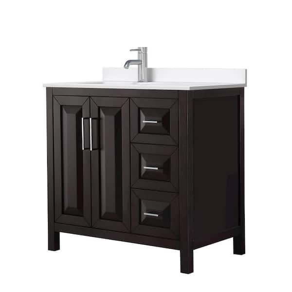 Wyndham Collection Daria 36 in. W. x 22 in. D x 35.75 in. H Single Bath Vanity in Dark Espresso with White Quartz Top