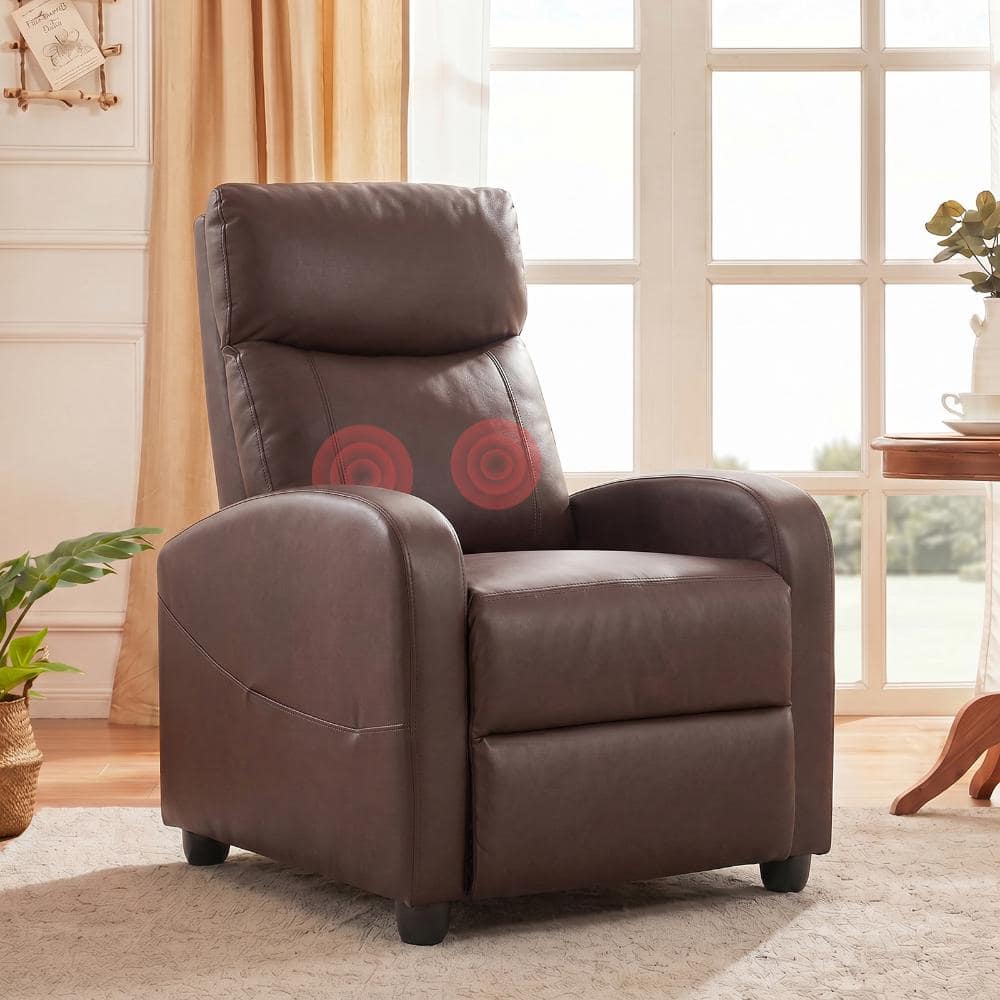 Brown PU Leather Recliner Vibration Massage Single Sofa Home Theater Seating Adjustable Recliner Chair for Living Room