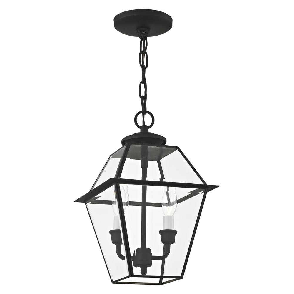 Westover Black Brass and Glass Outdoor Pendant Lantern