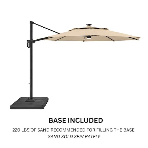Hampton Bay 11 ft. Aluminum Cantilever Solar LED Offset Patio Umbrella in Putty Beige URM822013-Putty Hampton Bay 11 ft. Aluminum Cantilever Solar LED Offset Patio Umbrella in Putty Beige URM822013-Putty