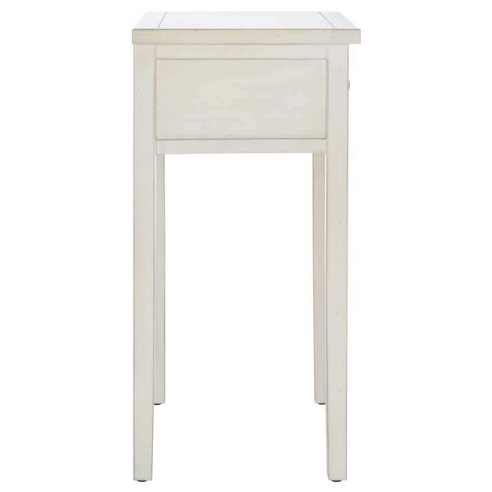 Beige Poplar Wood Nightstand with Storage Drawer