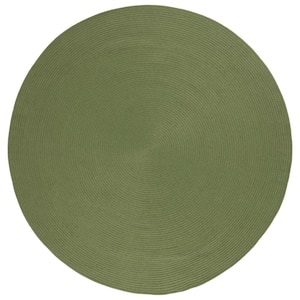 Braided Olive Green 7 ft. x 7 ft. Abstract Round Area Rug