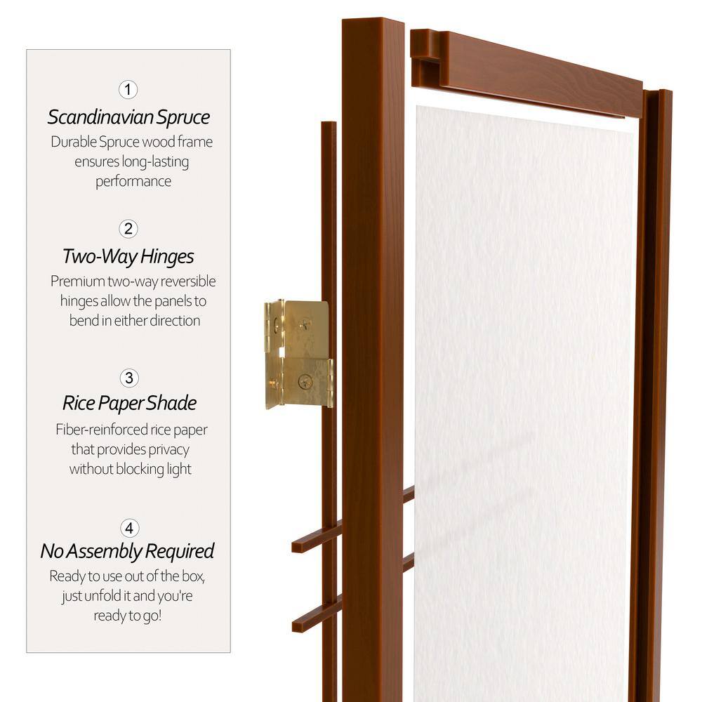 6 ft. Tall Walnut Shoji Screen with Double Cross Design