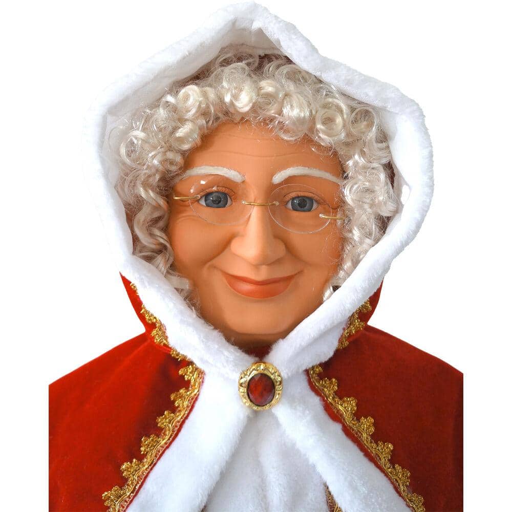 Life-Size Red Velvet Dancing Mrs. Claus with Basket