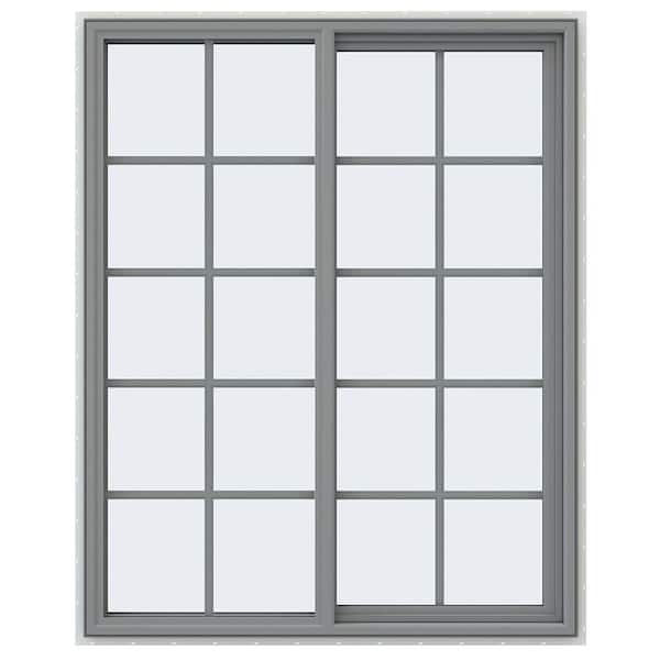 JELD-WEN 47.5 in. x 59.5 in. V-4500 Series Gray Painted Vinyl Right-Handed Sliding Window with Colonial Grids/Grilles