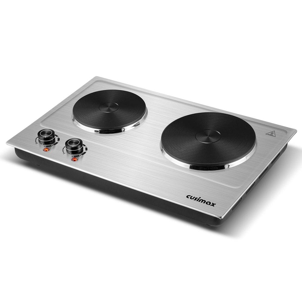 Elexnux Portable 2-Burner 7.4 in. Silver Electric Hot Plate