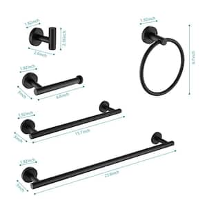 9-Piece Stainless Steel Bath Hardware Set with Towel Bar, Towel Ring, Robe Hook, Toilet Paper Holder in Matte Black