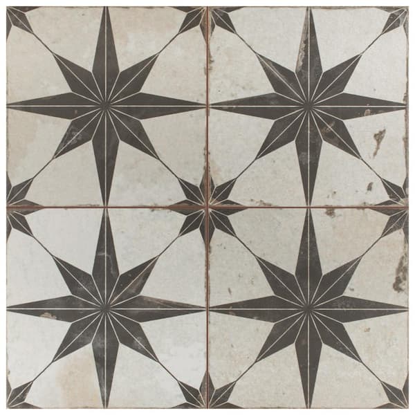 Merola Tile Kings Star Nero 9 in. x 9 in. Ceramic Floor and Wall Take Home Tile Sample