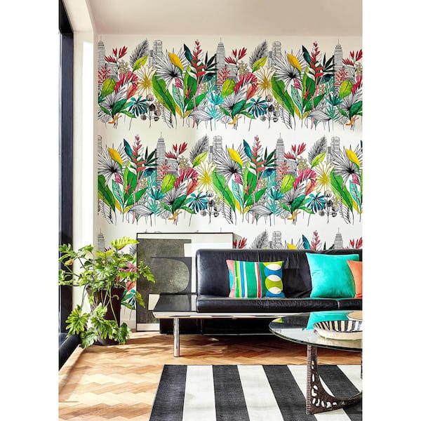 Green Sierra Multicolor Urban Tropic Wallpaper