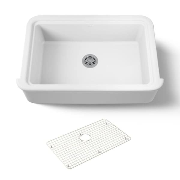 Audrine 35.5 In. Farmhouse/Apron-Front Single Bowl Fireclay Kitchen Sink In White