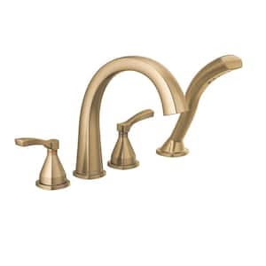 Stryke 2-Handle Deck Mount Roman Tub Faucet Trim Kit in Champagne Bronze with Hand Shower (Valve Not Included)