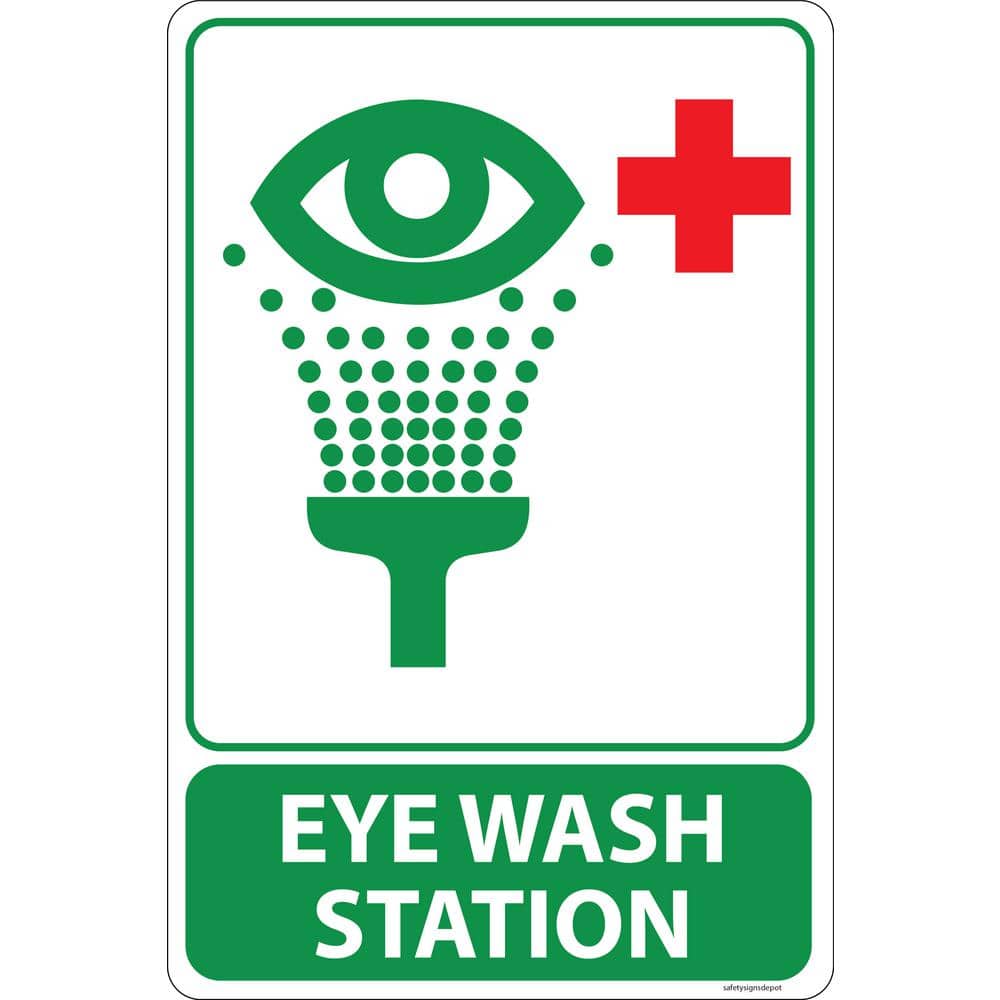 Brady 120679 GID PlasticSafety Shower and Eye Wash Station Office and Facility Sign Black/Green/White 