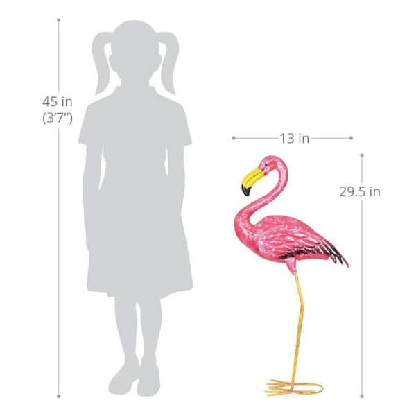 Exhart Pink Metal Flamingo Statue 18609-RS - The Home Depot
