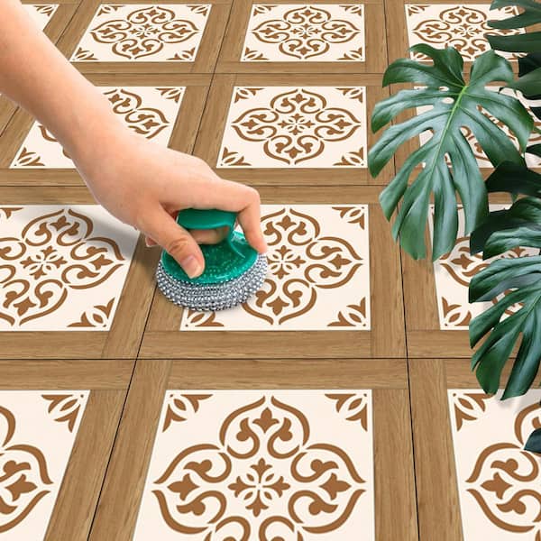 11.81 in. x 11.81 in. Brown Vinyl Peel and Stick Backsplash Tile, Wall Tile for Kitchen (10-Pack/9.69 sq. ft. )
