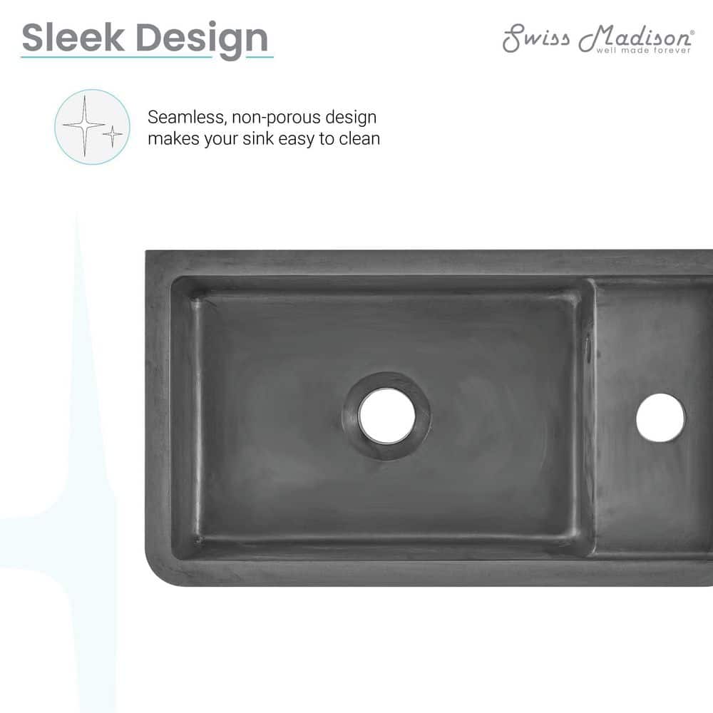 Lisse 17.5" Dark Grey Ceramic Wall-Mount Vessel Sink