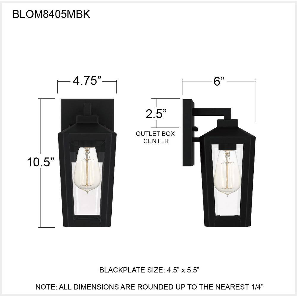 Matte Black Steel Lantern Sconce with Clear Glass Panels