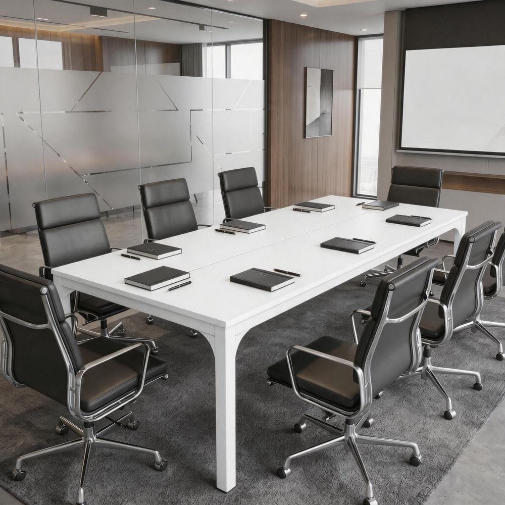 BYBLIGHT Moroni 78.7 in. Rectangle White Wood Conference Table