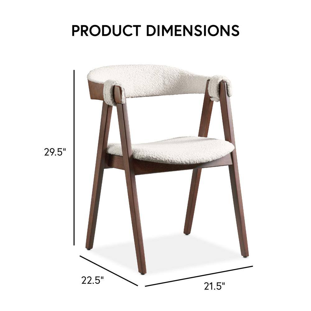 Walnut and Boucle Upholstered Mid-Century Modern Side Chair
