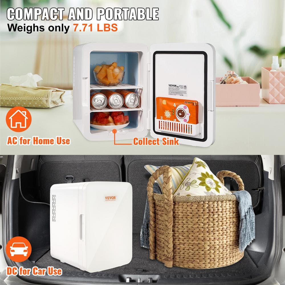 Compact White Smart 10L Mini Fridge with Handles