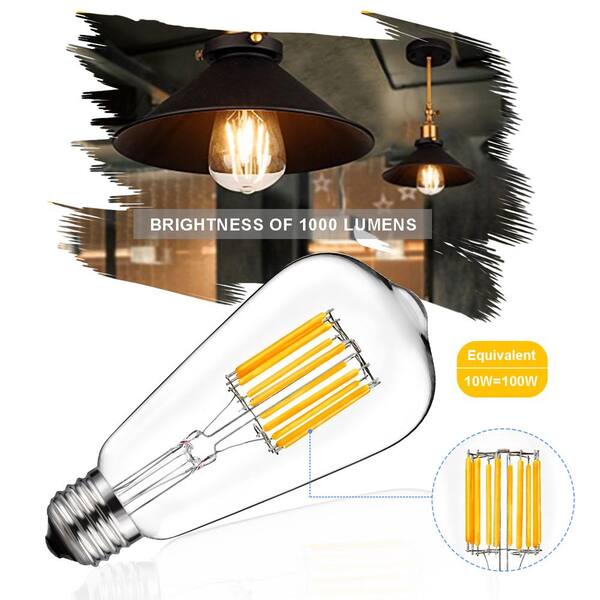 YANSUN 100-Watt Equivalent ST64 Edison LED Light Bulb Warm White (4-Pack) YANSUN 100-Watt Equivalent ST64 Edison LED Light Bulb Warm White (4-Pack)
