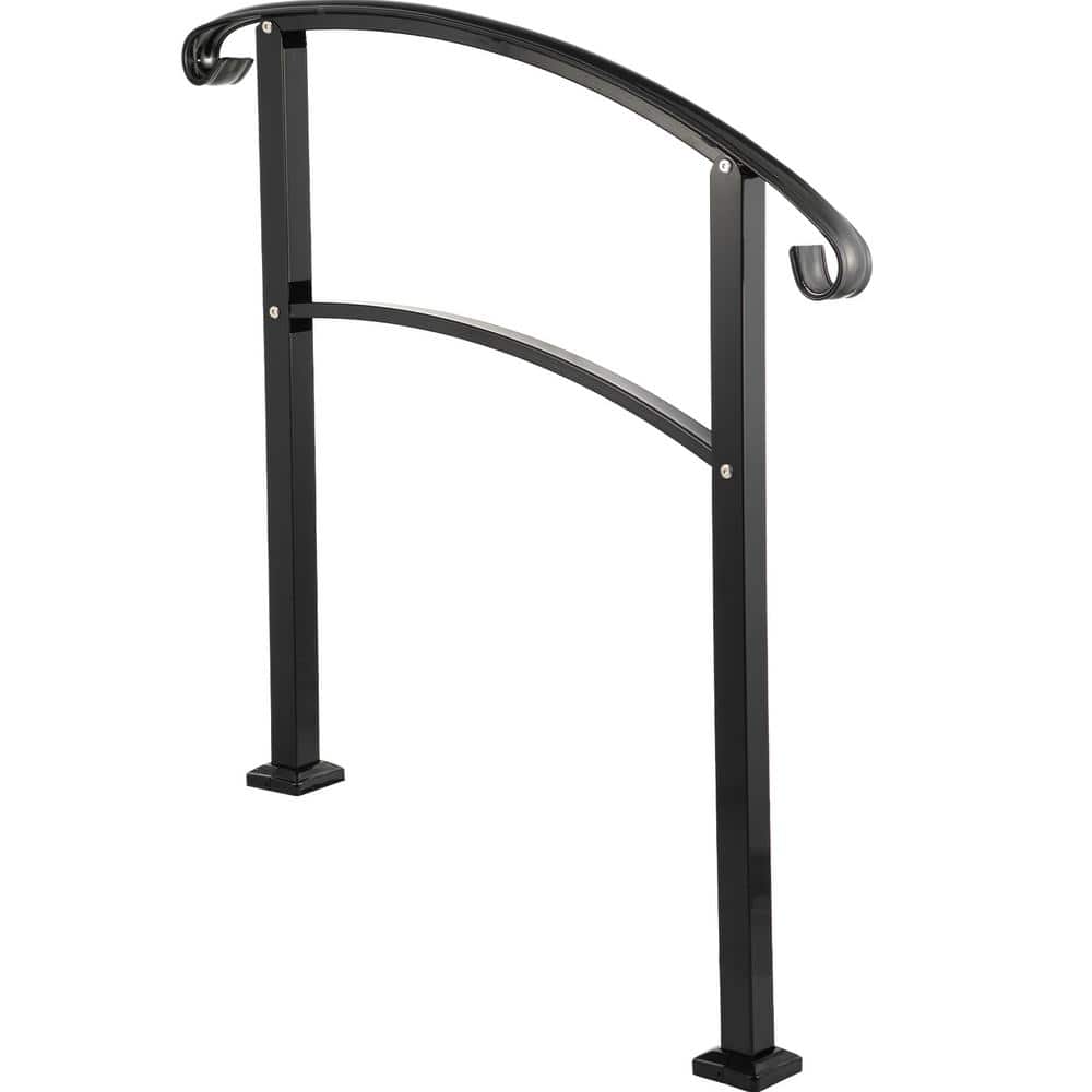 3-Step Transitional Handrail Fits 1 or 3 Steps Matte Stair Rail 41.7 in. H x 39.4 in. W, Black, Iron, Stair Railing Kit price history on PriceWatchPro