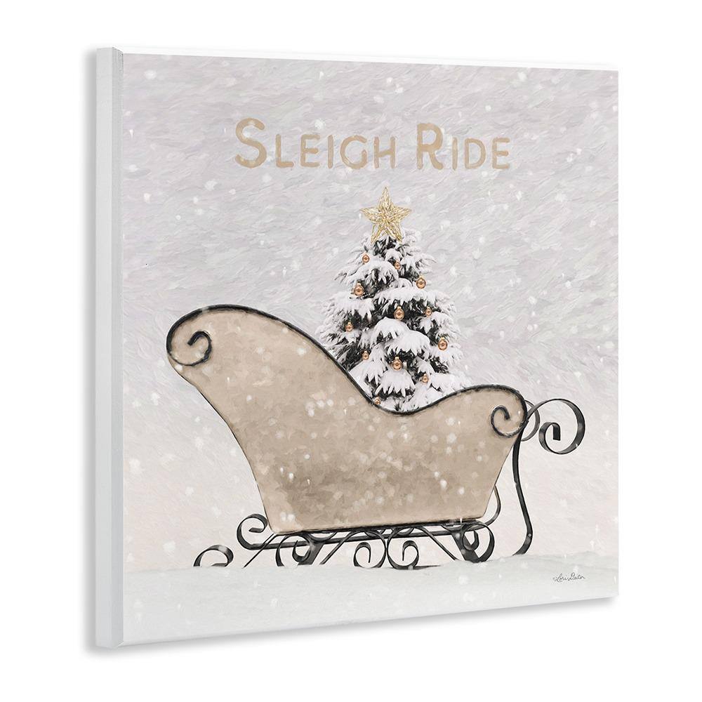 Sleigh Ride Winter Scene Beige and Black MDF Wall Art