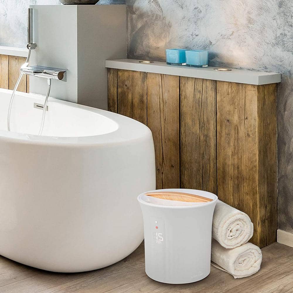 White Bucket Style Towel Warmer with LCD Display