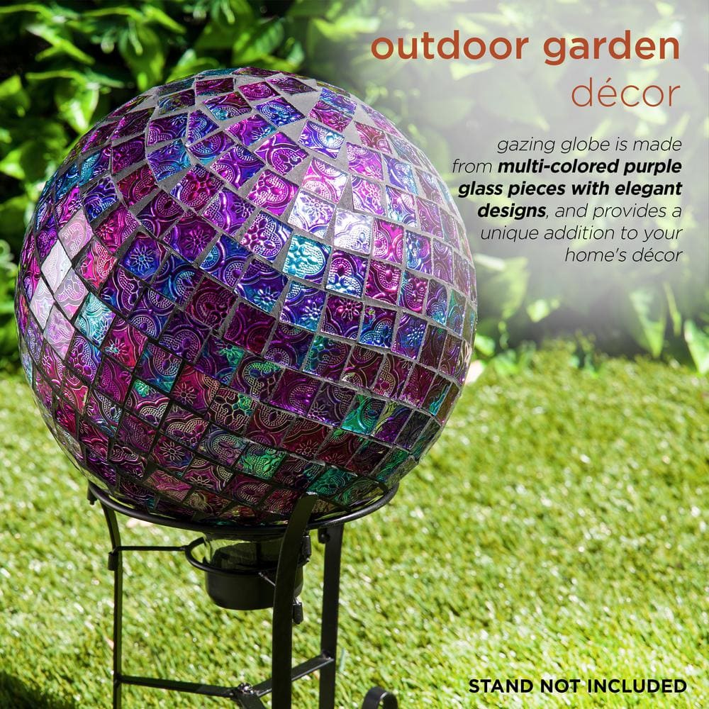 10" Purple Embossed Glass Mosaic Gazing Globe