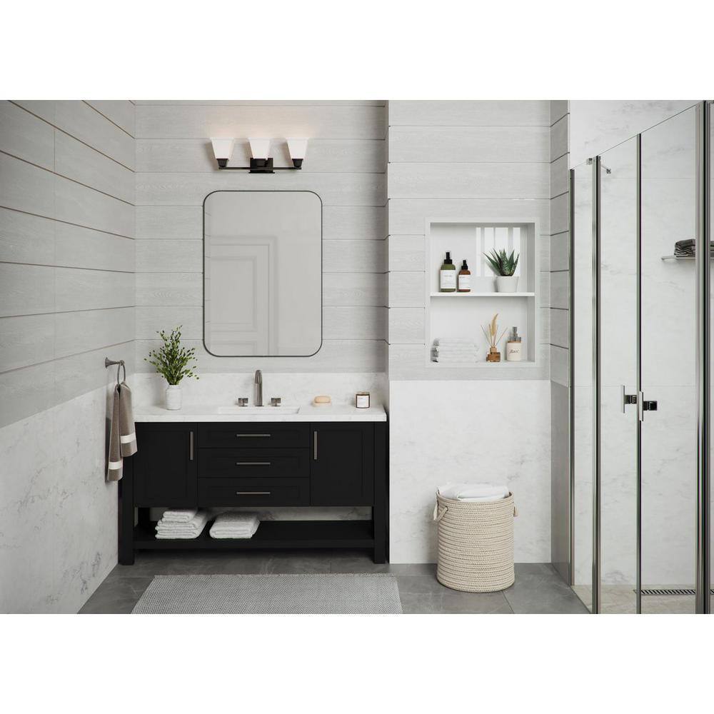 Matte Black 23" Steel 3-Light Bath Vanity Fixture