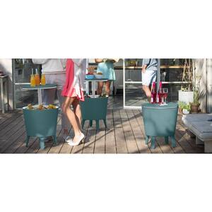 Cool Bar Teal Resin Outdoor Accent Table and Cooler in One