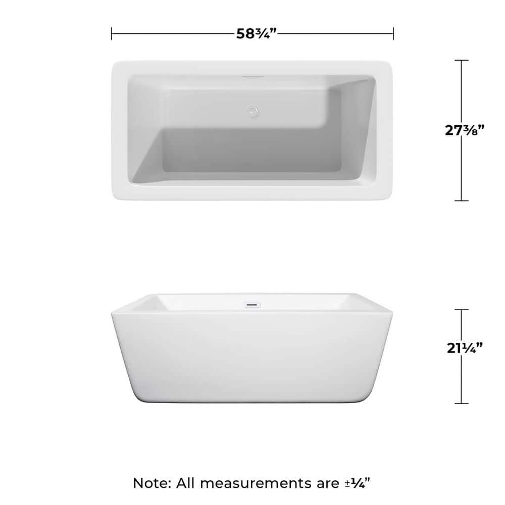 Laura 59'' White Freestanding Acrylic Soaking Bathtub