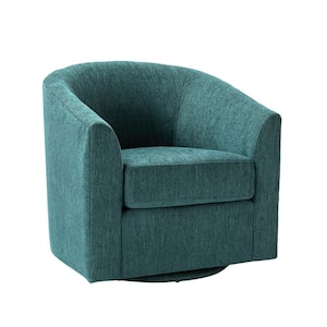 Antonia Teal Barrel Chair with Metal Swivel Base