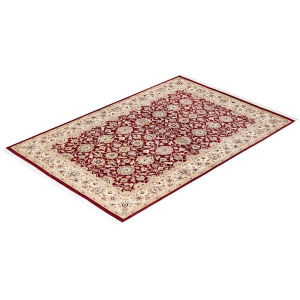 Mogul Traditional Red 4 ft. 1 in. x 6 ft. Oriental Area Rug