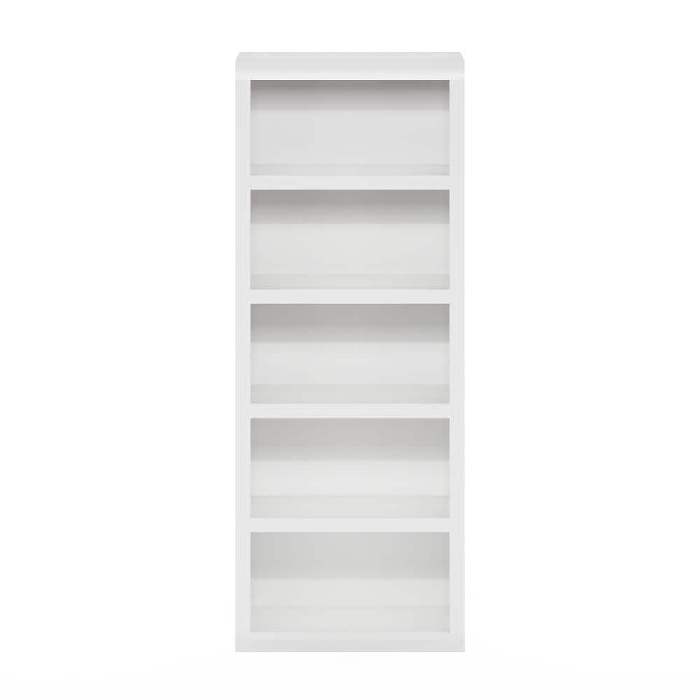 White 5-Tier Composite Wood Open Shelf Bookcase