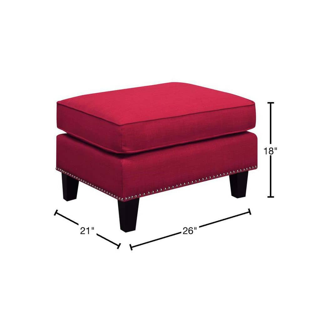 Emery Transitional Tufted Ottoman in Heirloom Berry Red