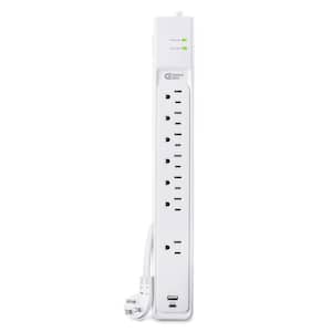 6 ft. 7-Outlet Surge Protector with USB in White