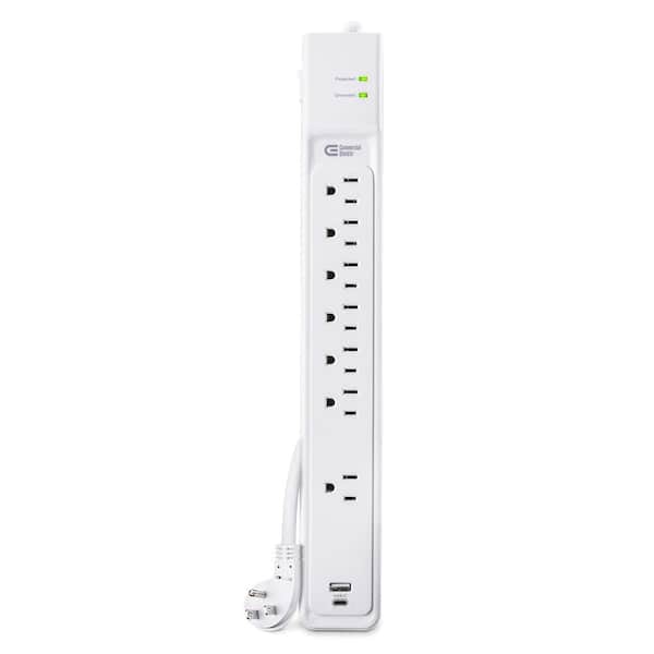 Commercial Electric 6 ft. 7-Outlet Surge Protector with USB in White