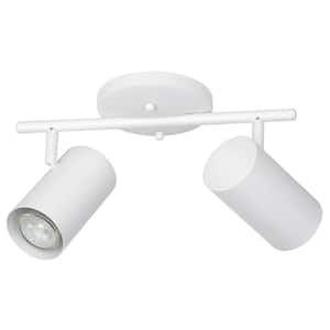 Calloway 1 ft. White Hard Wired Fixed Track Lighting Kit with White Metal Cylinder Adjustable Lamp Heads