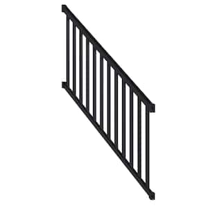 6 ft. Aluminum Deck Railing Stair Kit with Wide Pickets in Matte Black for 36 in. high system