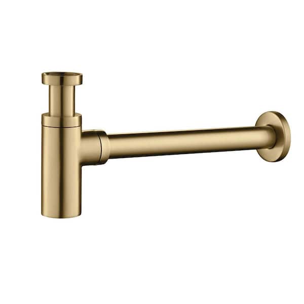 1-1/4 in. Brass Bathroom Sink Round Bottle Trap in Brushed Brass