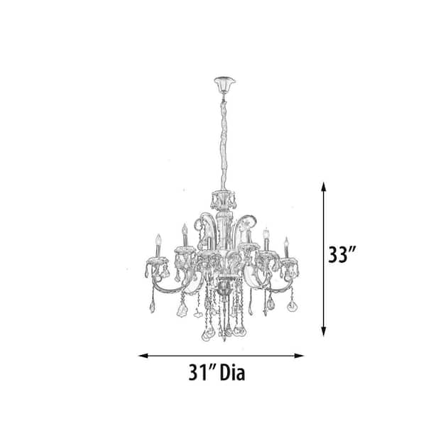 9 light Gold Crystal Circle Chandelier for Living Room with No Bulbs Included