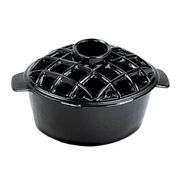 Traditional Lattice Top Steamer, 6.5 in. Tall, Black