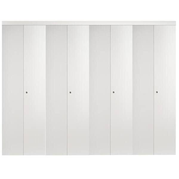 Impact Plus 120 in. x 96 in. Smooth Flush White Solid Core MDF Interior Closet Bi-Fold Door with Matching Trim