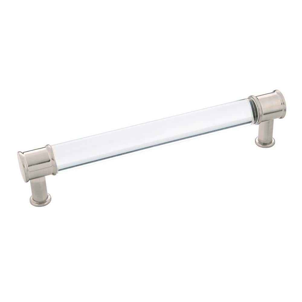 7-inch Clear Acrylic and Satin Nickel Bar Cabinet Pull