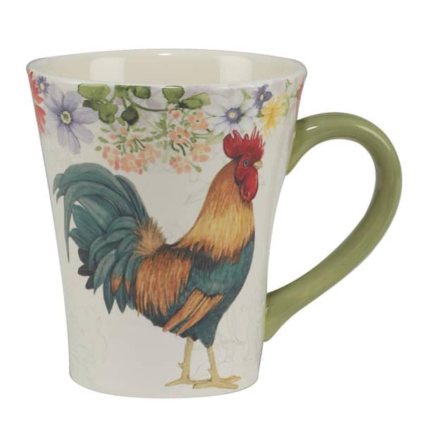 I. Godinger & Co. White Porcelain ROOSTER Set of 4 Coffee/tea Mugs ,country  Decor, Rooster Collectibles, Farmhouse Kitchen 