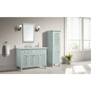 Fallworth 49 in. W x 22 in. D x 35 in. H Single Sink Freestanding Bath Vanity in Light Green with Carrara Marble Top