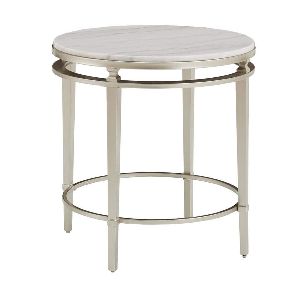 Reviews for HomeSullivan Champagne Silver Round Marble Top End Table